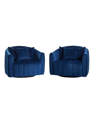 Upholstered 360° Swivel Accent Barrel Chair and Half Cozy Sofa with 3 Pillows