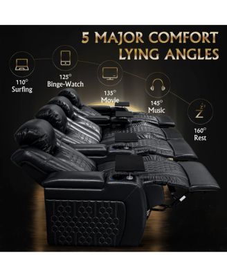 Power Recliner 4 PC, Top-Grain Nappa, Adjustable, Smart Charging, RGB LED