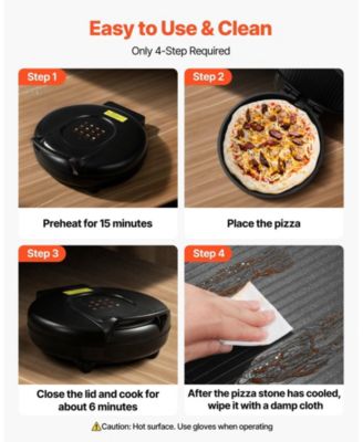 12 Inch Electric Pizza Oven, 1200W Pizza Maker with Nonstick Plate and Adjustable Temperature