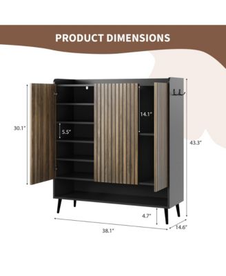 Shoe Cabinet, Large Shoe Cabinet with 3 Doors, Adjustable Shelves, Shoe Organizer with Doors for Hallway, Entryway, Living Room