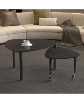 360 Rotatable Coffee Table for Living Room, Solid Wood Legs, Modern Apartment Furniture