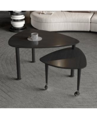 360 Rotatable Coffee Table for Living Room, Solid Wood Legs, Modern Apartment Furniture
