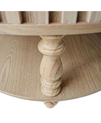 Mid-Century Modern Fluted Coffee Table with Storage