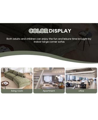 Modern Minimalist Modular Sectional Sofa with Right Facing Chaise