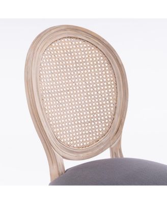 Streamdale French Country Rattan Upholstered Dining Chairs