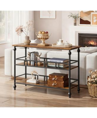 43" Console Table 3-Tier Entryway Narrow Sofa Side Shelves Living Room Hallway Bedroom Rustic Brown