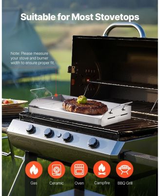 17 x 13 Inch Stainless Steel Griddle Plate for Gas Grill with Handles