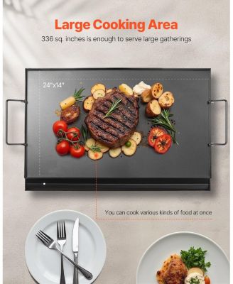 24 x 16 Inch Carbon Steel Griddle Plate for Gas Grill with Handles