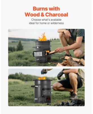 Portable SPCC Steel Camping Rocket Stove with Carry Bag, Double Door