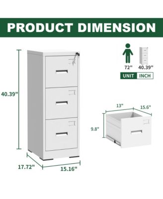 3 Drawer Metal Vertical File Cabinet, Lockable Filing Cabinet with Card Slot, Storage Cabinet for Home Office, Holds A4/Letter/Legal Files