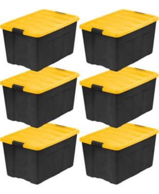 USA 72 Qt Plastic Storage Bins Stackable with Latching Lids, BPA-Free, Durable Nestable Containers, 6-Pack