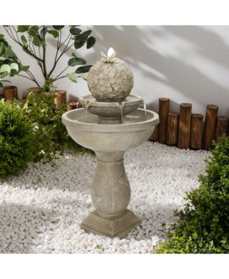 Decorative Garden Birdbath Fountain, Resin Water Feature with Pedestal Design