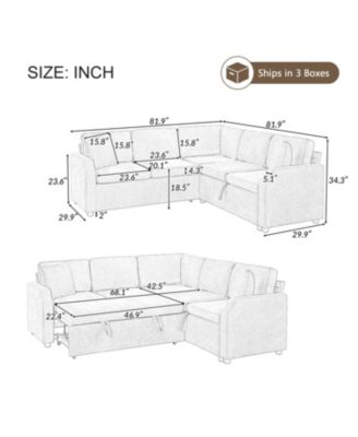L-Shaped Sectional Sofa Bed with Hidden Storage and Sleeper Function