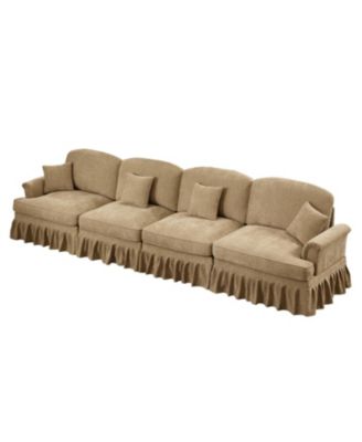 Elegant Mid-Century 4-Seater Chenille Sofa, Flared Arms,