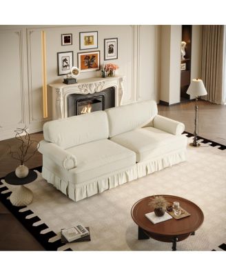 74" Luxuriously Comfortable 3-Seater Cloud Couch, Chenille Sofa with Rolled Arms & Skirt