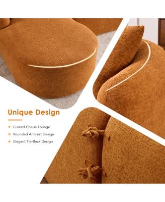 Boneless L-Shape Sectional Sofa with Curved Chaise, Modular Chenille Couch