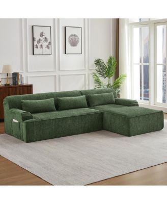  Chenille L-Shape Luxury Sectional Sofa, Minimalist Design, Comfy Sleeper Couch