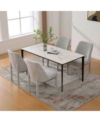 Modern Minimalist Chenille Upholstered Dining Chair Set of 4