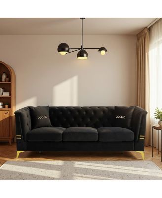 Contemporary Faux Sherpa Sofa with Gold Metal Accents