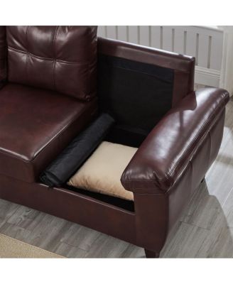 Modern 3-Seater & Loveseat Faux Leather Sofa with Storage