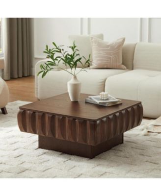 Square Lift-Top Table with Solid Wood Frame and Hidden Storage