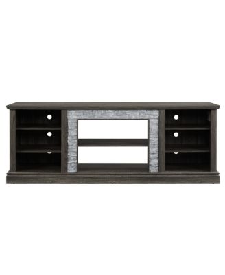 Faux Stacked Stone TV Stand with Storage Cabinet