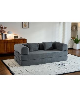 Convertible Corduroy Sleeper Sofa Bed with Pillow