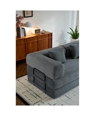 Convertible Corduroy Sleeper Sofa Bed with Pillow