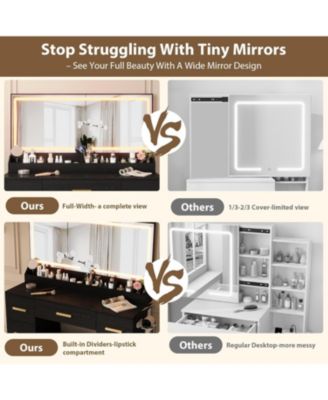 45.9" Makeup Vanity Desk with Large Lighted Mirror, Easy to Assemble