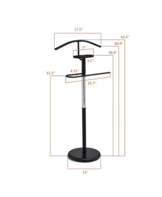 Modern Freestanding Valet Stand, Metal Suit Rack with Jacket Hanger, Trouser Bar, Tie Holder & Accessory Tray