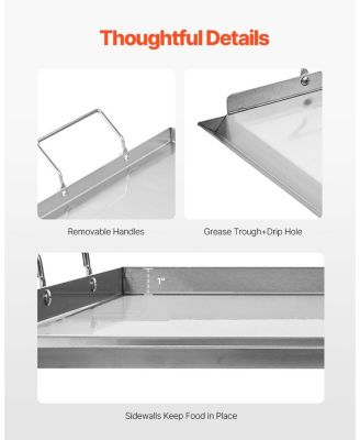 23 x 16 Inch Stainless Steel Griddle Plate for Gas Grill with Handles