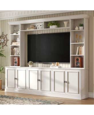 97.4"W 4-Piece Wall Unit Entertainment Center with Bookshelf for TVs Up to 70".