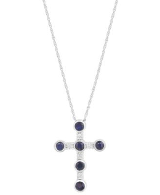 Sapphire (5/8 ct. t.w.) & Diamond Accent Pendent Necklace in Sterling Silver