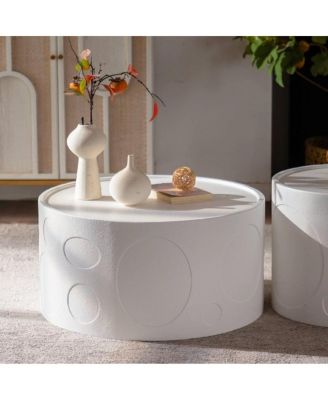 Round Handcrafted Wooden Side Table, Sturdy Pedestal, Living Room Furniture