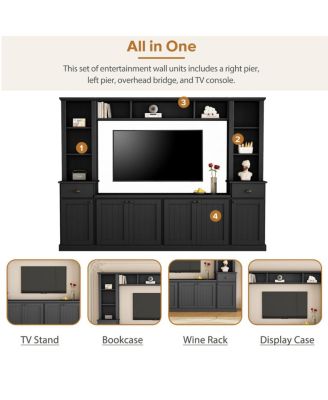 Minimalist Entertainment Wall Unit Set with Bridge for TVs Up to 75"