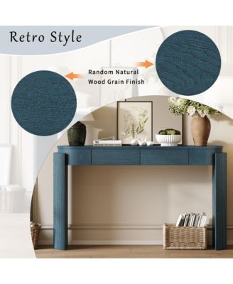 Storage Cabinet Console with Fluted Design, Oval Top and 2 Drawers