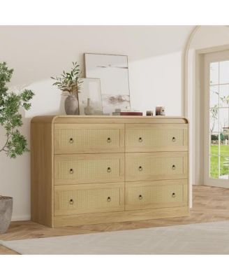 46''Wide Rattan Dresser,6 Drawer Dresser for Bedroom,Dressers & Chests of Drawers