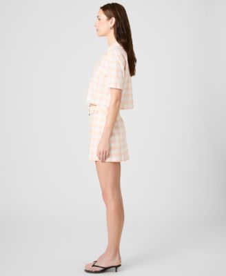 Women's Collared Gingham Crop Shirt