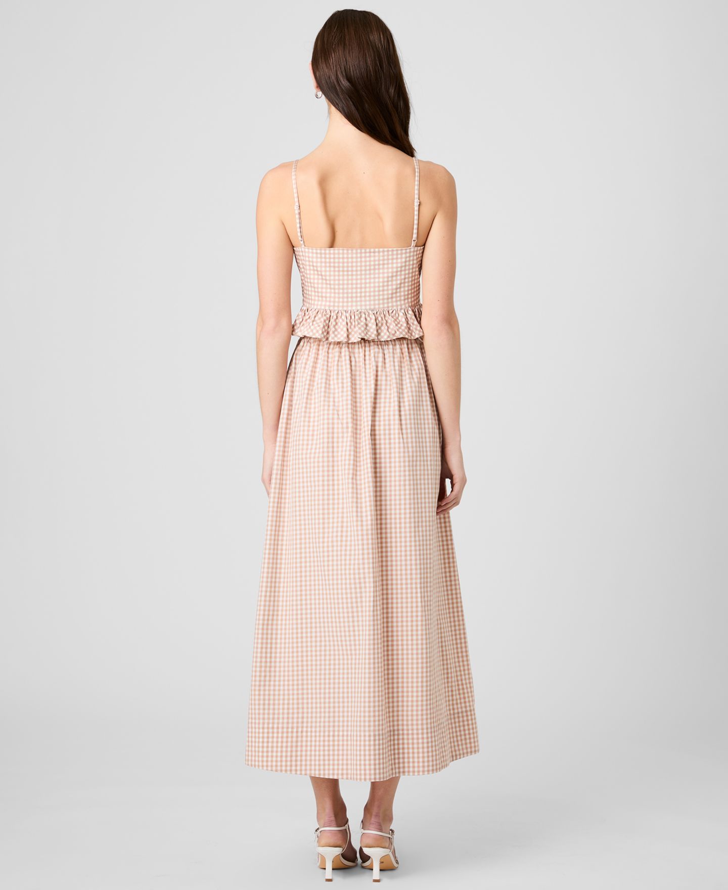 Женский топ French Connection Lilah Stretch Gingham, цвет: В мелкую клетку миндальный телесный — фото 5