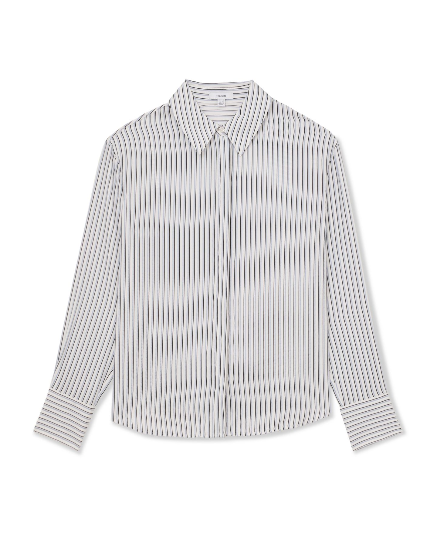 Женская рубашка REISS Annika Concealed-Placket, цвет: Синий / Молочный — фото 5
