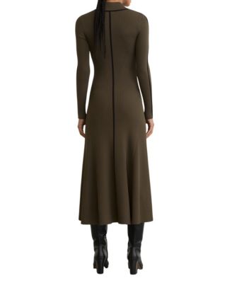 Women's Contrast-Stitch Knitted Midi Dress