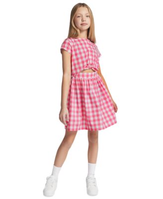 Girls' 7-16 Gingham Round Neck Dress