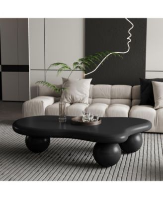 47 Inch Cloud Shaped Coffee Table with 3 Ball Legs for Living Room