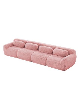 149" Plush Boneless Sofa with Ergonomic Design, Free Combination Buckle