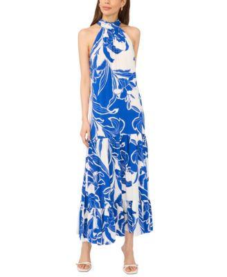 MSK Women's Sleeveless Halter Neck Tiered Maxi Dress - Macy's