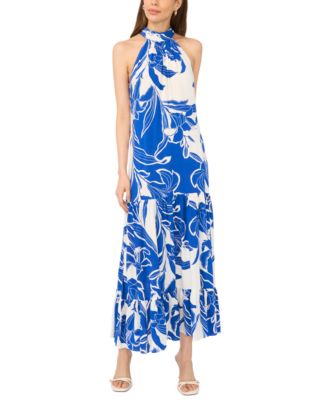 mae halter tiered maxi dress MSK Women's Sleeveless Neck red bridal gowns
