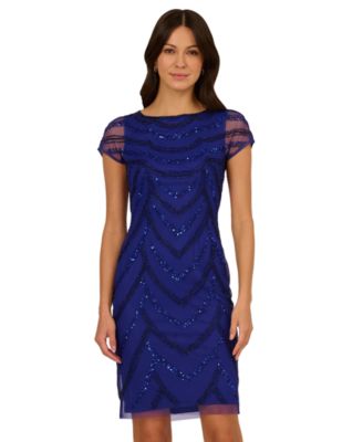 Women's Beaded Cap-Sleeve Sheath Dress