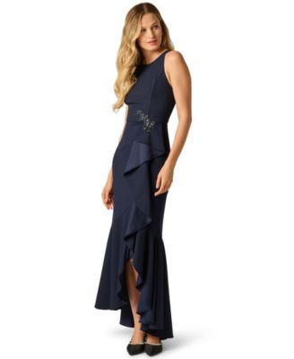 Women's Cascading-Ruffle Crepe Gown