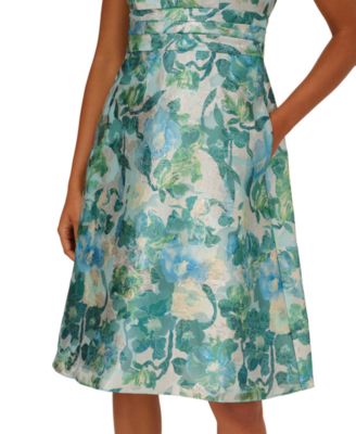 Women's Floral Jacquard Midi Dress