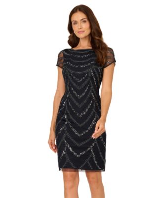 Women's Beaded Cap-Sleeve Sheath Dress